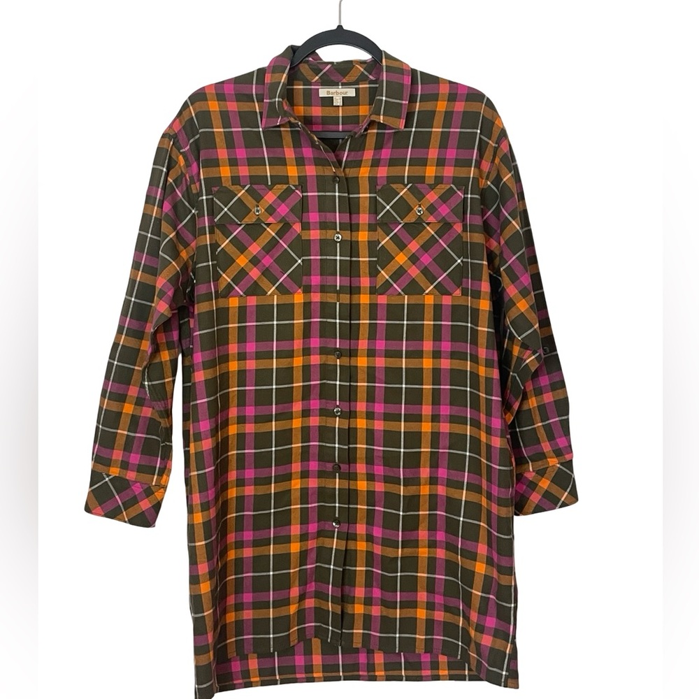 Barbour Lorna shirt dress in green check